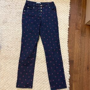 Miaou Floral Rose Embroidered Straight Leg Jeans Size 25